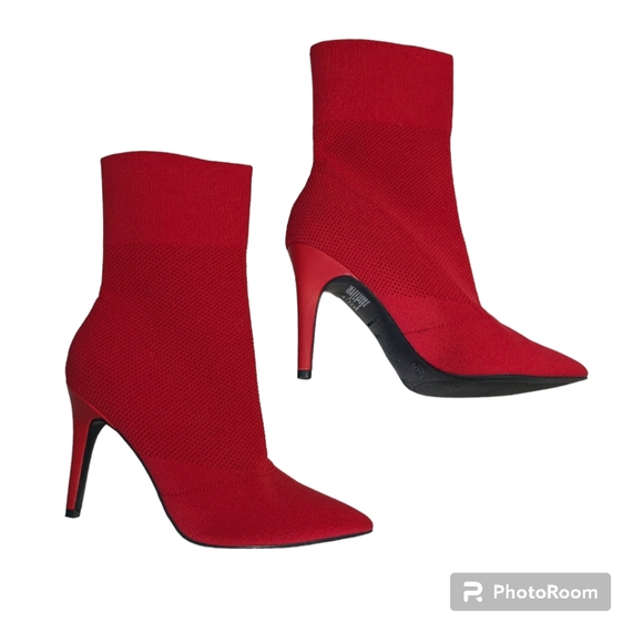 Brash Sock Boots, Stiletto Heel, Red, Size 8. - Picture 1 of 10